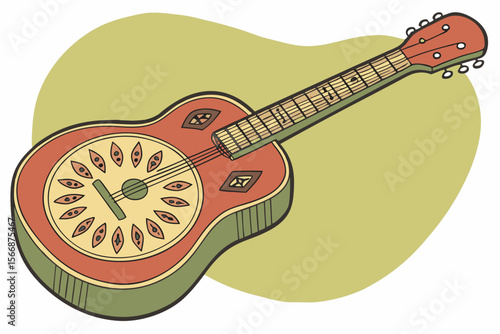 Vintage resonator guitar with decorative elements acoustic guitar string instrument