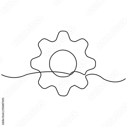 Continuous Line Drawing of  Interlocking Gears Representing Mechanism, Collaboration, Engineering, Process Automation, Industry Technology, and Mechanical System Concept.