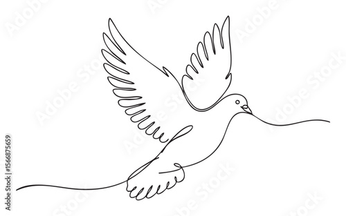 flying dove bird one continuous line drawing vector illustration