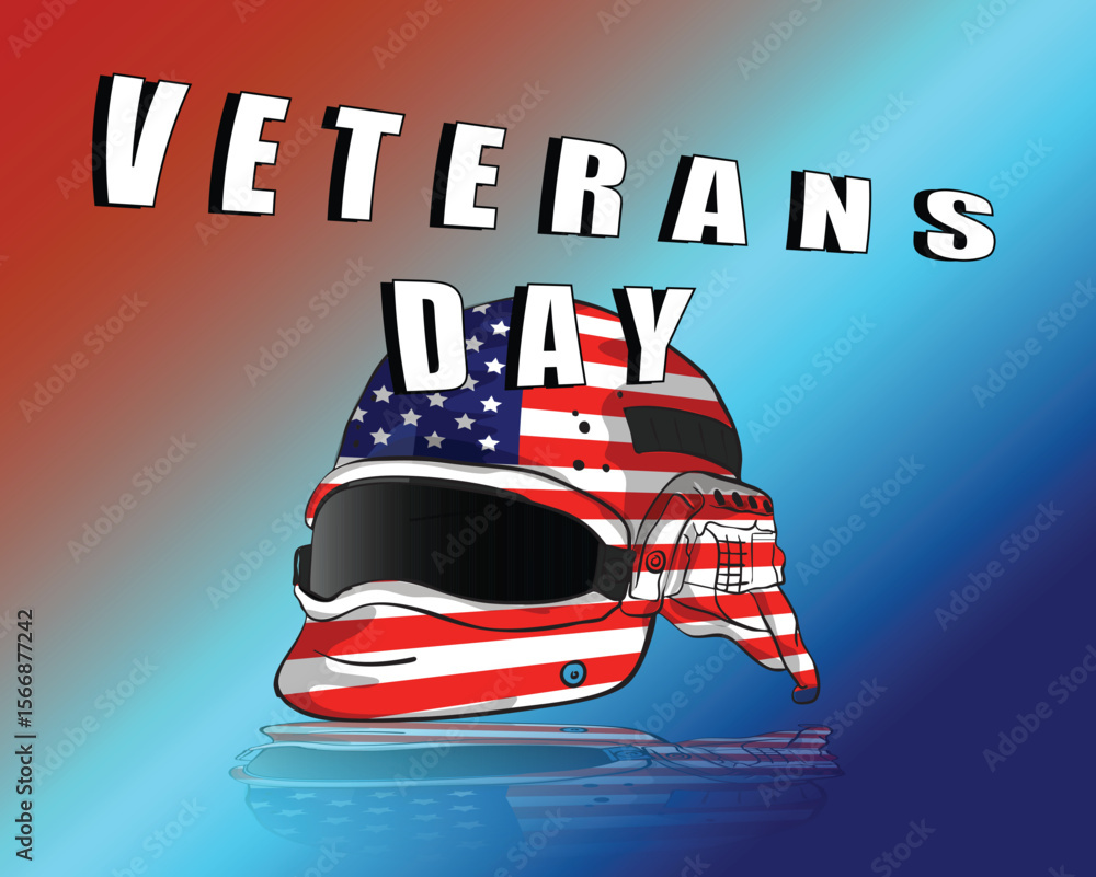 Naklejka premium American helmet celebrating veterans day with usa flag design