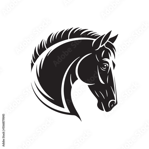 Silhouette art illustration of a horse head in side view