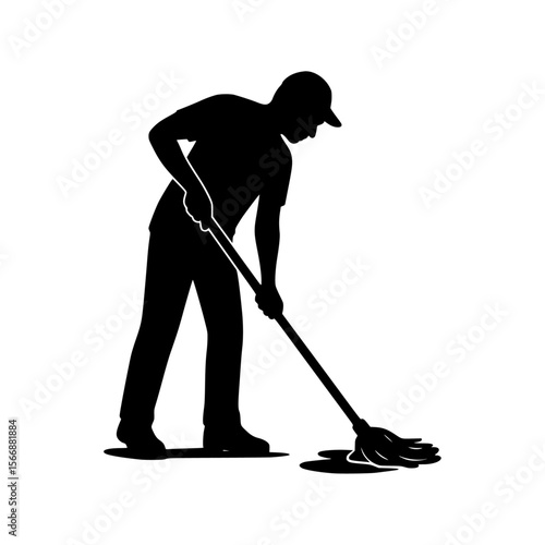 Silhouette of floor cleaning vector