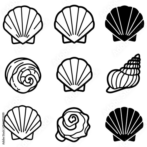A massive collection of seashell icons, providing endless creative options with its diverse range of design styles and species