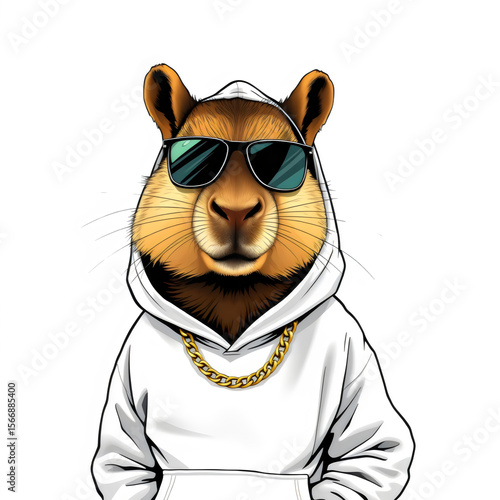 Capybara character with cool street vibe.