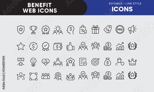 CHARITY - set of vector linear icons. Pixel perfect. Editable stroke. The set includes a Charity, Charitable Donation, Happy Family, Donation Box, Heart Shape, Life Belt, Volunteers, Donation Button.