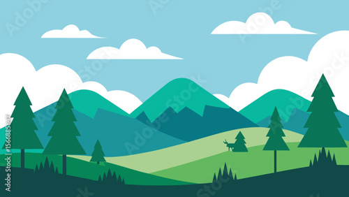Serene mountain landscape silhouette with rolling hills at dusk