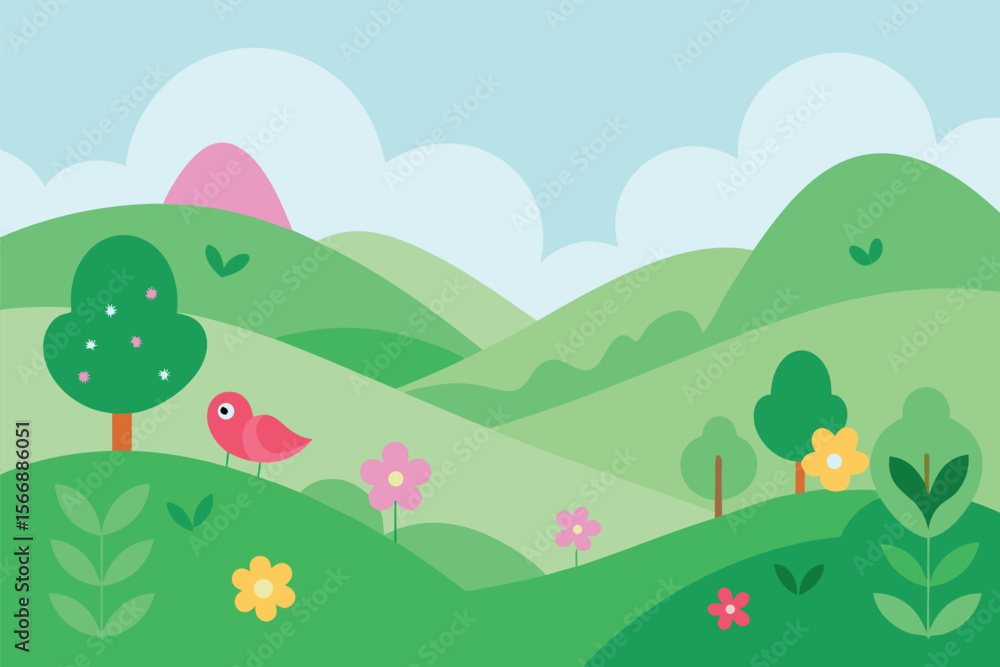 Fototapeta premium Serene mountain landscape silhouette with rolling hills under a clear sky