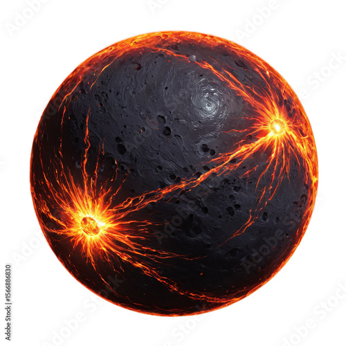Wallpaper Mural vulcanic fiery planet with lava lakes and rivers isolated on transparent background Torontodigital.ca