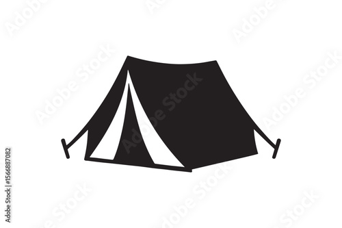 camping tent silhouette vector art illustration on white background