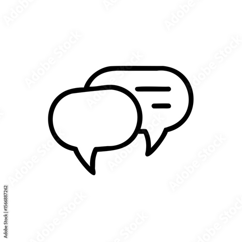 Two speech bubbles with outlines on representing communication dialogue chat