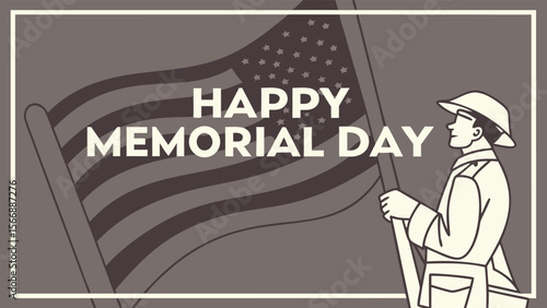 a military serviceman saluting in front of an american flag, happy memorial day, digital art, monochrome, high contrast, cinematic, dramatic lighting, portrait orientation
