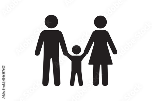 family outing icon silhouette vector art illustration on white background