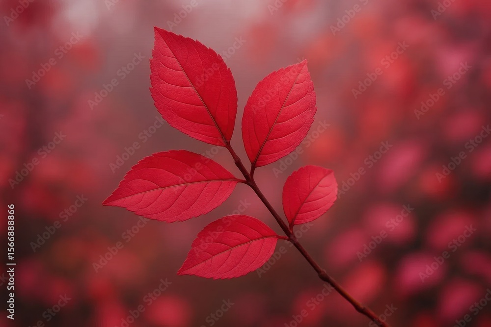 Riga, Latvia 05-09-2024 A solitary red leaf stands out against a blurred backdrop of deep reds, symbolizing resilience and beauty in contrast Riga, Latvia 05-09-2024 A solitary red leaf stands out against a blurred backdrop of deep reds, symbolizing resilience and beauty in contrast