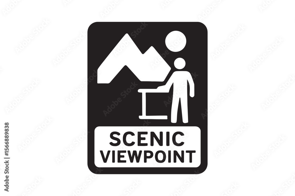 scenic viewpoint sign silhouette vector art illustration on white background scenic viewpoint sign silhouette vector art illustration on white background