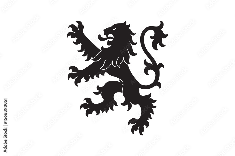 scottish lion rampant silhouette vector art illustration on white background scottish lion rampant silhouette vector art illustration on white background