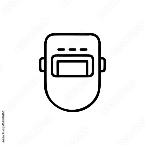 Handdrawn a welding mask with rectangular visor three small holes helmet protection