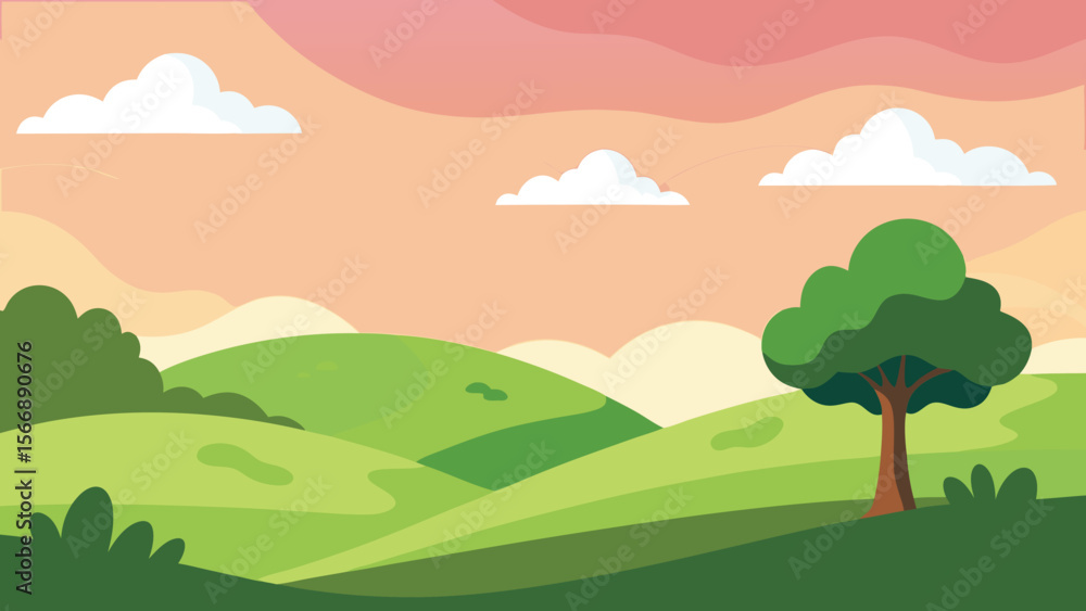 Fototapeta premium Serene mountain landscape silhouette with rolling hills at sunset
