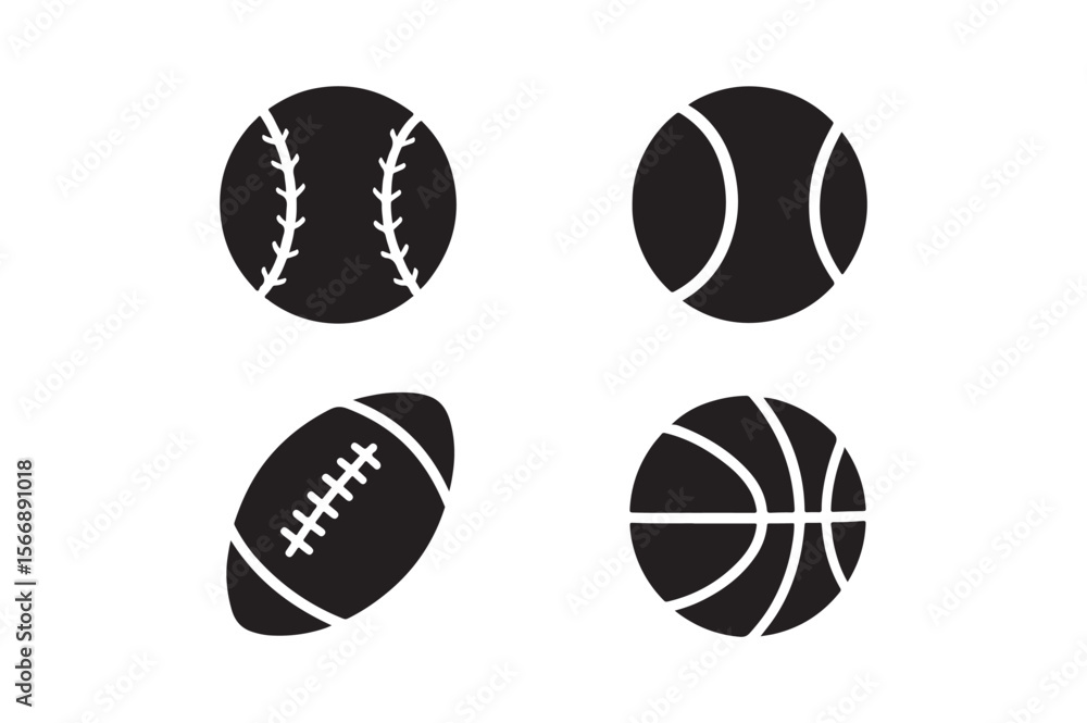 Fototapeta premium summer sports ball silhouette vector art illustration on white background