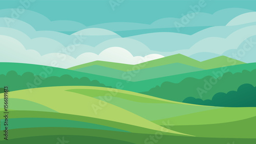 Serene mountain landscape silhouette with rolling hills under a clear sky