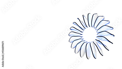 3D Render of Abstract Blue Glass Flower, Futuristic Botanical Graphic, Isolated on Transparent Background