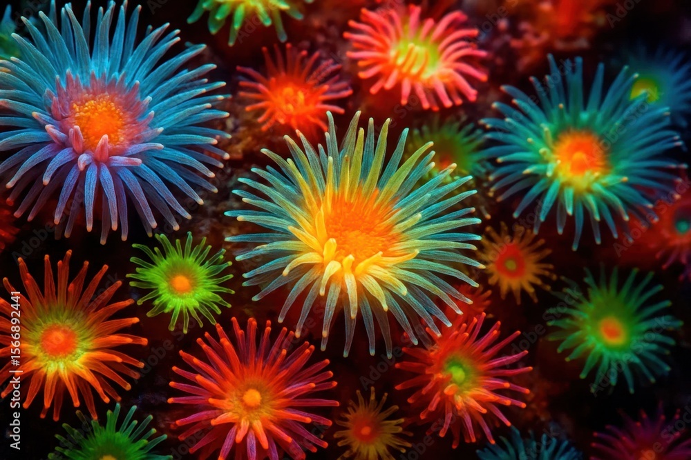 Fototapeta premium Riga, Latvia 05-09-2024 A symphony of colors and textures in a sea of jellyfish