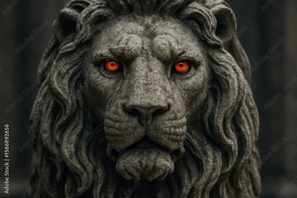 Riga, Latvia 05-09-2024 A Lion's Eye in Red Riga, Latvia 05-09-2024 A Lion's Eye in Red