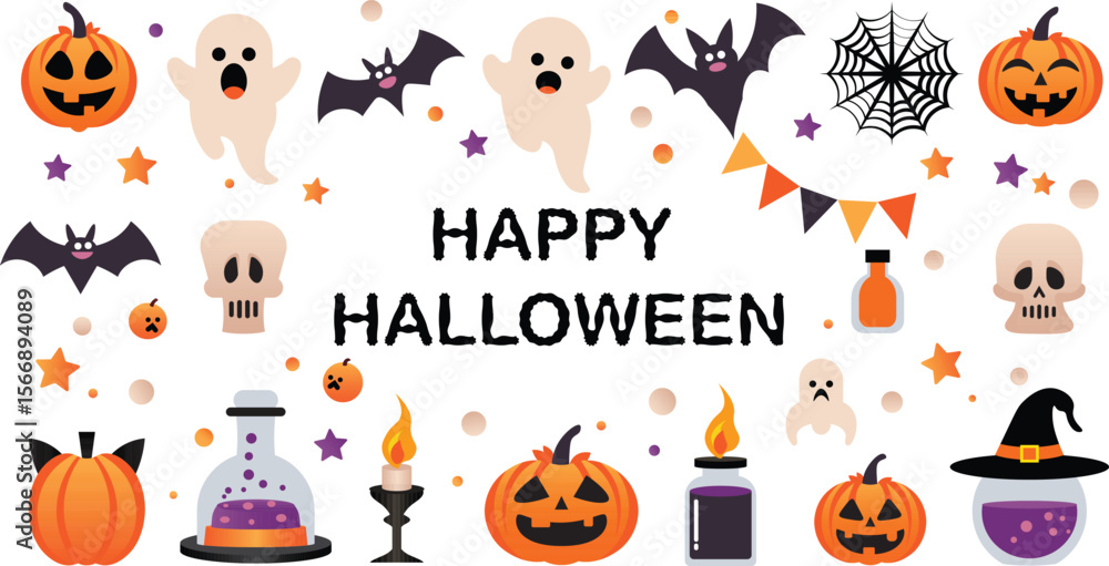 Fototapeta premium Halloween set vector shape