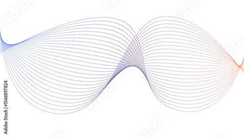 Vector curvy abstract line art wavy flowing dynamic colorful lines white background in concept music or sound, wave, wind, information flow	
