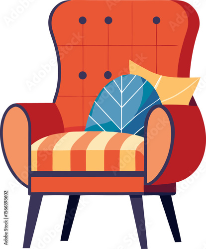 red armchair with a flower