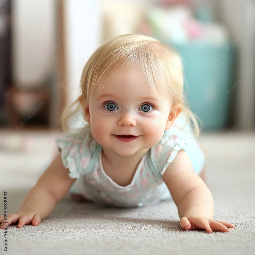 Blonde baby walks. Blonde baby walks.