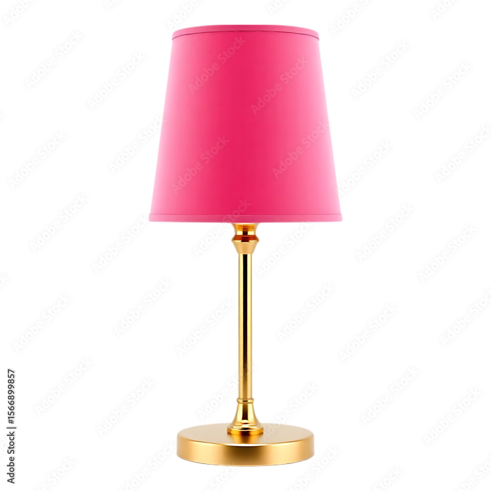 Fototapeta premium Elegant Gold Table Lamp with Pink Lampshade