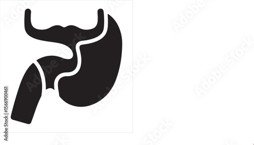 Stylized black silhouette of a human kidney and ureter