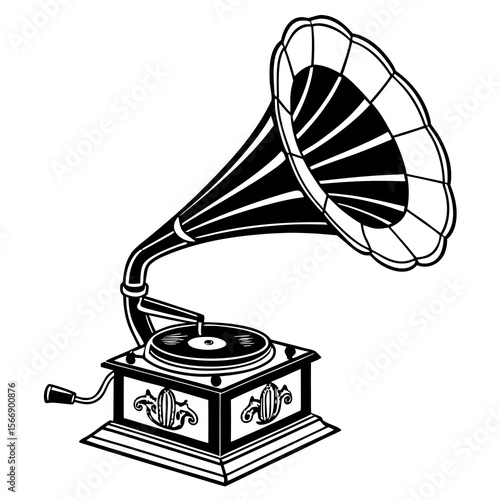 vintage gramophone vinyl ready vector illustration