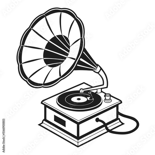 vintage gramophone isolated on white