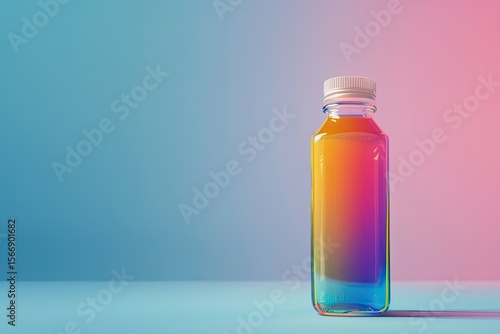 Detailed Image of a Bottle with Colorful Liquid