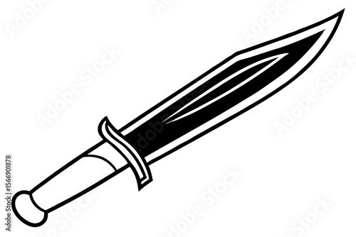 Black and white dagger with ornate handle knife blade