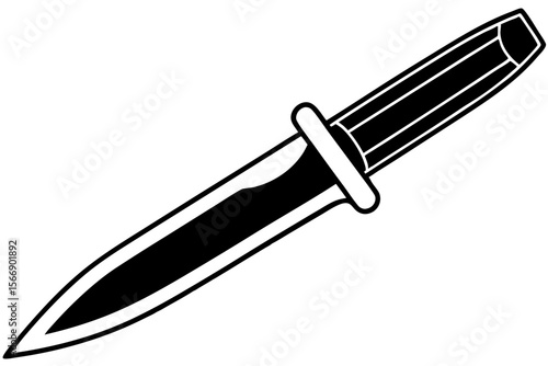 Black dagger with white handle and guard knife blade