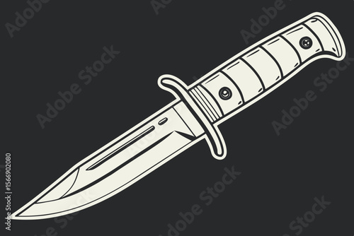 Sharp combat knife with detailed handle blade steel