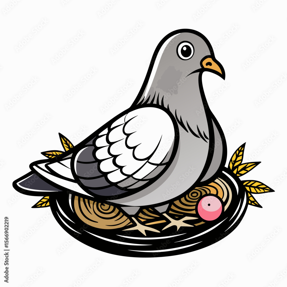 Fototapeta premium pigeon on eggs outline