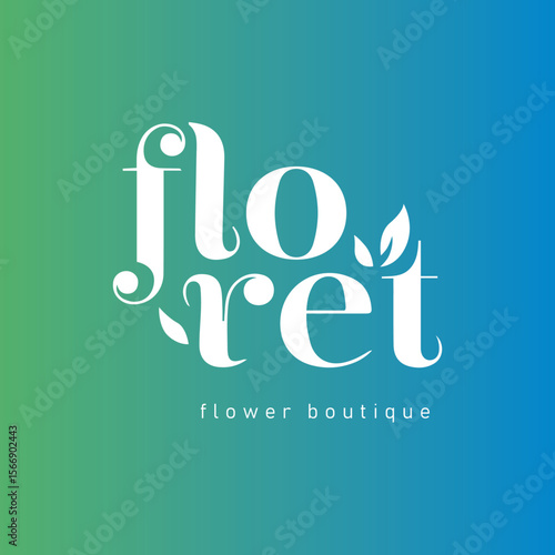 An elegant logotype for a flower store called "Floret." The design features flowing typography paired with delicate petal elements, creating a graceful and sophisticated aesthetic.