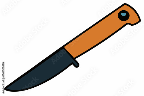 Orange handled utility knife dark blade cutting tool