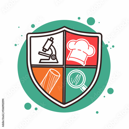 Food Safety Shield Icon Representing Top Food Health Concerns for Nutrition Blogs, Culinary Education, Food Safety Awareness, and Health Guidelines  