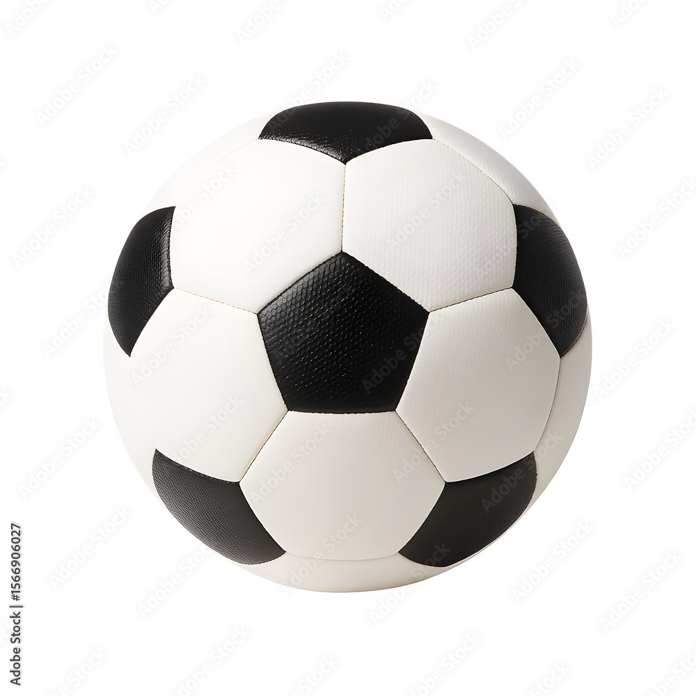 Naklejka premium Classic 3D Black and White Soccer Ball Transparent Background