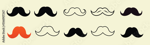 Collection of Mustache Illustrations Diverse Styles and Colors for Design Projects