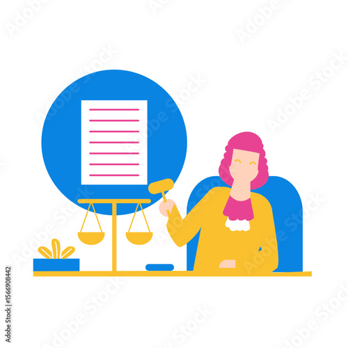 Judge with gavel and scales of justice isolated on transparent background