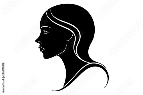 Silhouette of Elegant Woman Face in Profile Vector