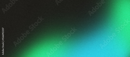 Fototapeta Naklejka Na Ścianę i Meble -  Vibrant abstract grainy background, with blue green and black gradient texture trendy noisy design for banner poster cover backdrop