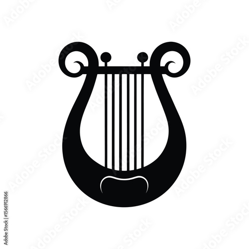 An ancient lyre silhouette musical instrument vector art illustration