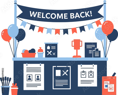 Welcome back event vector illustration for school or business reopening day