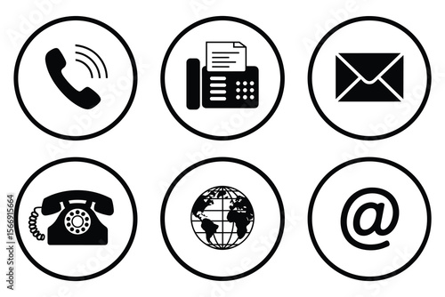 Communication Contact Icons Set - Business & Web Interface Symbols
